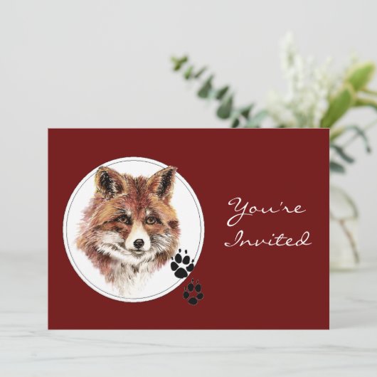 Aangepaste datum, Fox Animal verjaardagsfeestje Kaart (Staand voorkant)