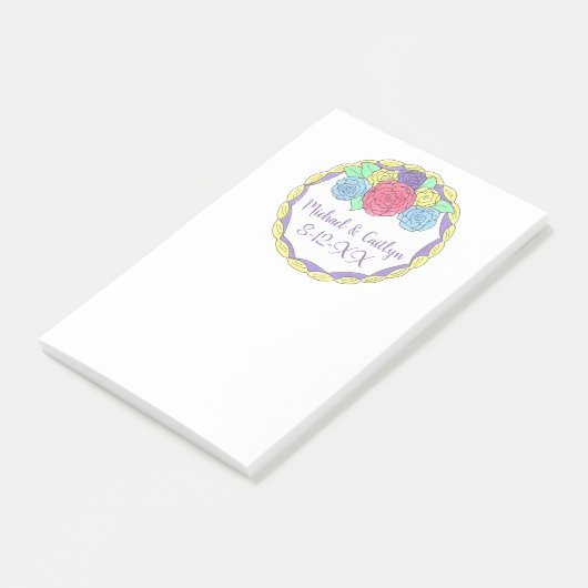 Aangepaste datum huwelijksCake Favor Post Post-it® Notes (Schuin)
