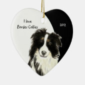 Aangepaste datum Ik hou van grenspoelhond, huisdie Keramisch Ornament (Rechts)