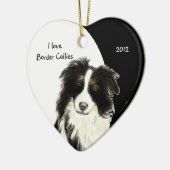 Aangepaste datum Ik hou van grenspoelhond, huisdie Keramisch Ornament (Links)