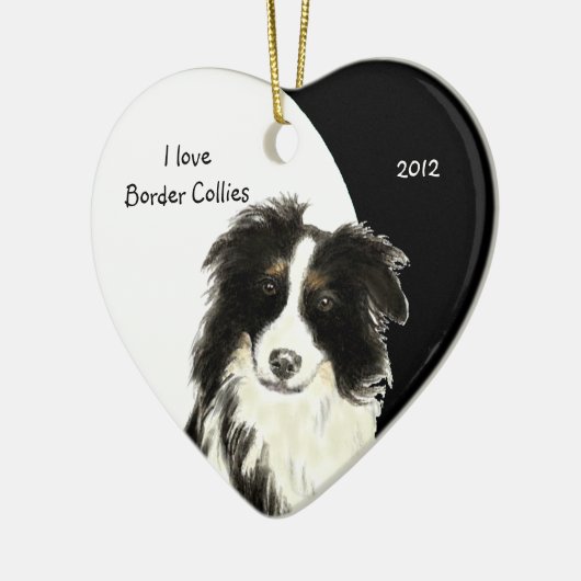 Aangepaste datum Ik hou van grenspoelhond, huisdie Keramisch Ornament (Links)