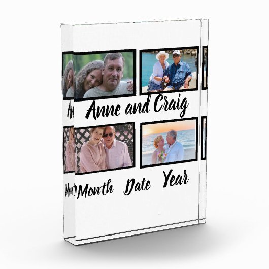 Aangepaste datum Jubileum 4 Fotocollage Fotoblokken (Links)