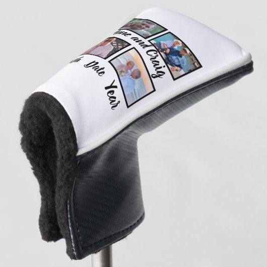 Aangepaste datum Jubileum 4 Fotocollage Golfheadcover (3/4 voorkant)