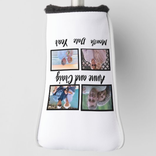 Aangepaste datum Jubileum 4 Fotocollage Golfheadcover (Draai 90)