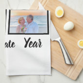 Aangepaste datum Jubileum 4 Fotocollage Theedoek (Quarter Fold)
