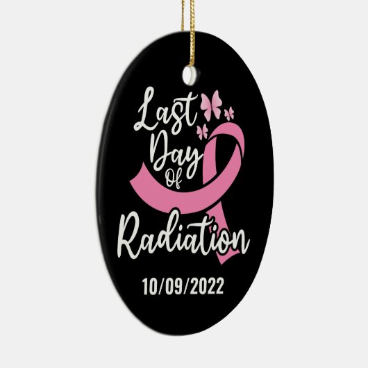 Aangepaste datum laatste dag stralingsborstkanker keramisch ornament (Rechts)