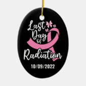 Aangepaste datum laatste dag stralingsborstkanker keramisch ornament (Voorkant)