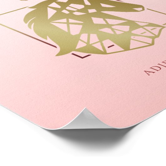 Aangepaste datum | Magische Unicorn | Roze Blush Poster (Hoek)