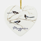 Aangepaste datum, mastaartfamilie, vogels keramisch ornament (Voorkant)