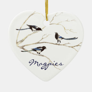Aangepaste datum, mastaartfamilie, vogels keramisch ornament