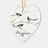 Aangepaste datum, mastaartfamilie, vogels keramisch ornament (Links)