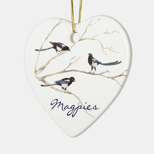 Aangepaste datum, mastaartfamilie, vogels keramisch ornament (Links)