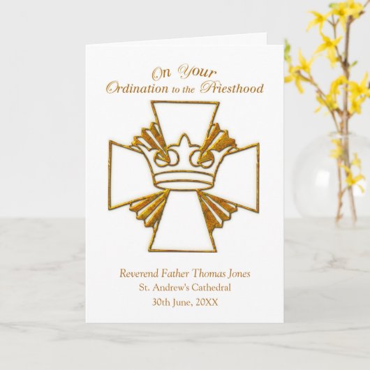 Aangepaste datum, naam geordend, goud kaart (Gele Bloem)