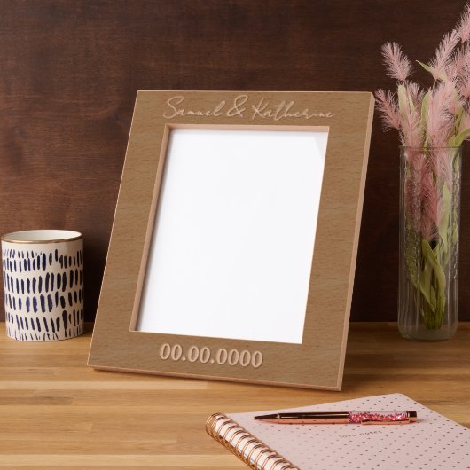 Aangepaste datum & namen rustikale houten gegraveerde lijstjes (Links)