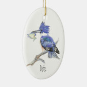 Aangepaste datum of tekst kerstmis Kingfisher Bird Keramisch Ornament (Rechts)