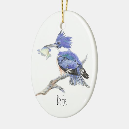 Aangepaste datum of tekst kerstmis Kingfisher Bird Keramisch Ornament (Links)
