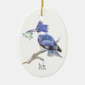 Aangepaste datum of tekst kerstmis Kingfisher Bird Keramisch Ornament (Voorkant)