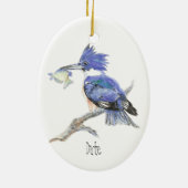 Aangepaste datum of tekst kerstmis Kingfisher Bird Keramisch Ornament (Achterkant)