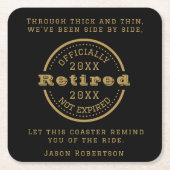 Aangepaste datum pensionering voor bezoekers kartonnen onderzetters (Voorkant)