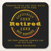 Aangepaste datum pensionering voor bezoekers kartonnen onderzetters (Voorkant)