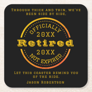 Aangepaste datum pensionering voor bezoekers kartonnen onderzetters