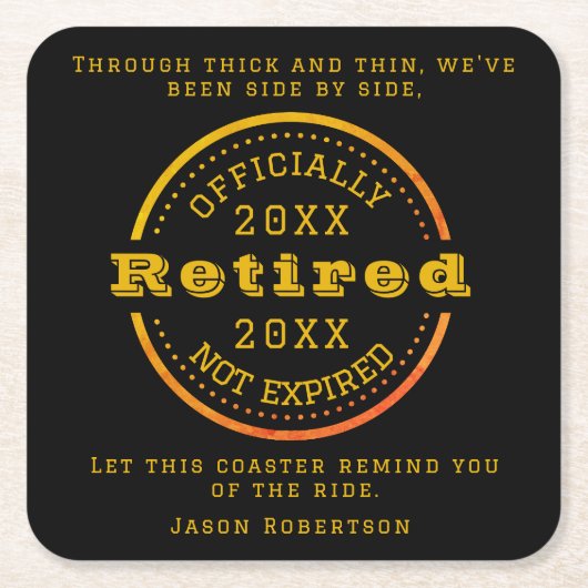 Aangepaste datum pensionering voor bezoekers kartonnen onderzetters (Voorkant)