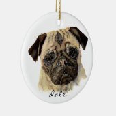 Aangepaste datum, Pug, Pet, Dog, Dier Keramisch Ornament (Rechts)
