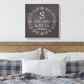 Aangepaste datum van het Monogram van het Chalkboa Canvas Afdruk (Insitu (Slaapkamer))