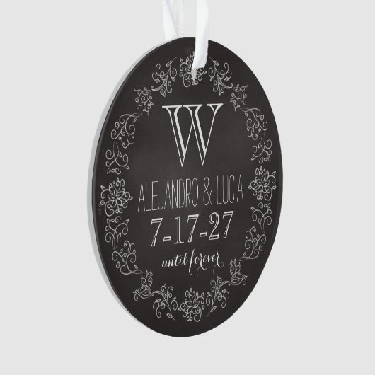 Aangepaste datum van het Monogram van het Chalkboa Ornament (voorkant)