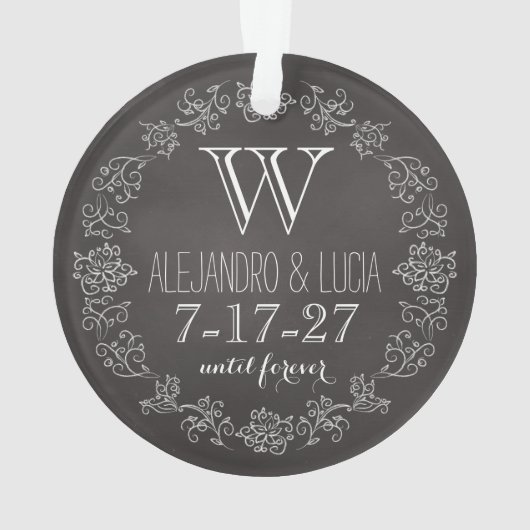 Aangepaste datum van het Monogram van het Chalkboa Ornament (achterkant)