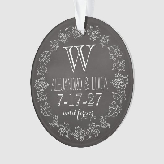Aangepaste datum van het Monogram van het Chalkboa Ornament (voorkant)