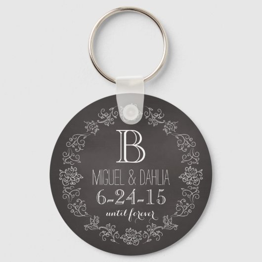 Aangepaste datum van het Monogram van het Chalkboa Sleutelhanger (Voorkant)