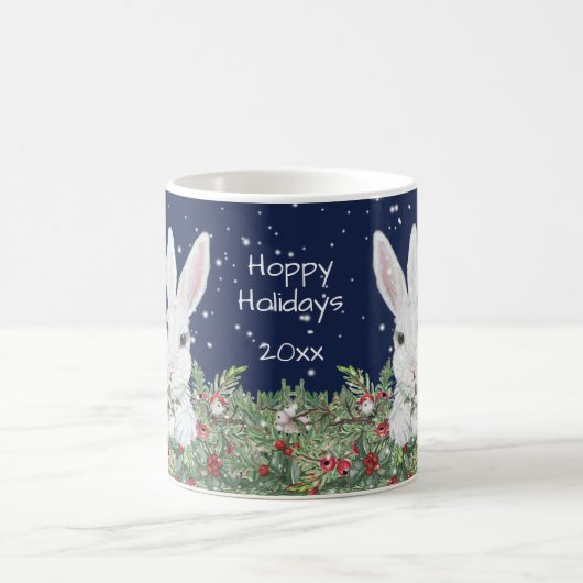 Aangepaste datum voor kerstbunny Rabbit Festive Wi Koffiemok (Center)