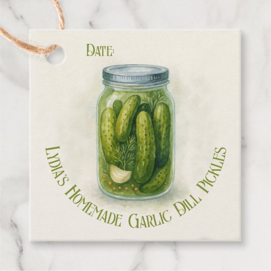 Aangepaste datum Zelfgemaakte knoflook Dill Pickle Bedankjes Labels (Voorkant)