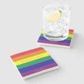 Aangepaste datumnamen regenboogvlag bruiloft stenen onderzetter (Zijkant)