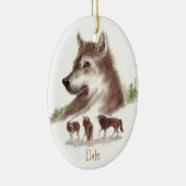 Aangepaste datums, Waterverf Wolven en Wolf Pack Keramisch Ornament (Rechts)