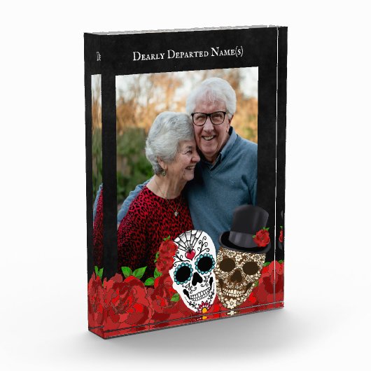 Aangepaste Dearly Departed Day of the Dead Red Ros Fotoblokken (Links)