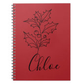 Aangepaste December Holly Geboorte Bloem Gift Notitieboek (Voorkant)