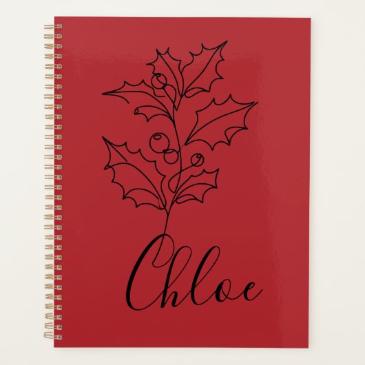 Aangepaste December Holly Geboorte Bloem Gift Planner (Voorkant)