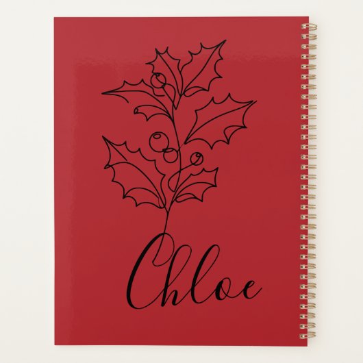 Aangepaste December Holly Geboorte Bloem Gift Planner (Achterkant)