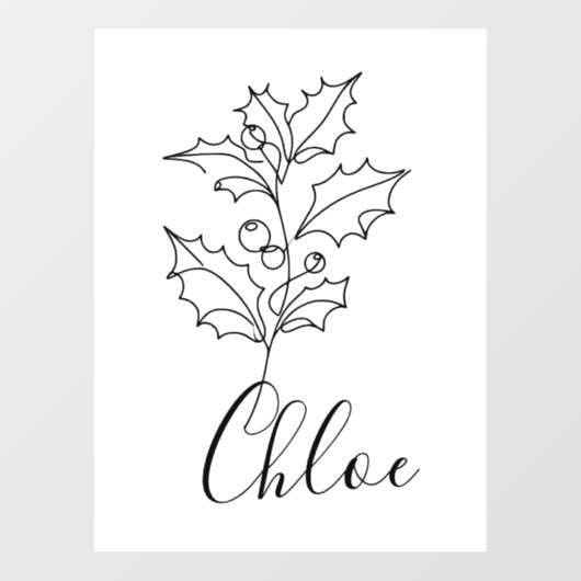 Aangepaste December Holly Geboorte Bloem Gift Raamsticker (Vel)