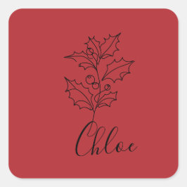 Aangepaste December Holly Geboorte Bloem Gift Vierkante Sticker