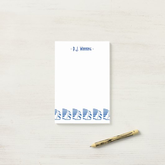 Aangepaste Deco Blauwe Racing Zeilboten Post-Its Post-it® Notes (Op bureau)