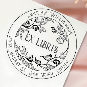 Aangepaste Deco Ex Libris Boekplaat met Bloemencir Rubberstempel