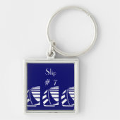 Aangepaste Deco Letter Blue White Sailships Sleute Sleutelhanger (Voorkant)