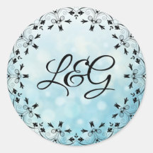 Aangepaste decoratieve blauwe Initiaal Sticker