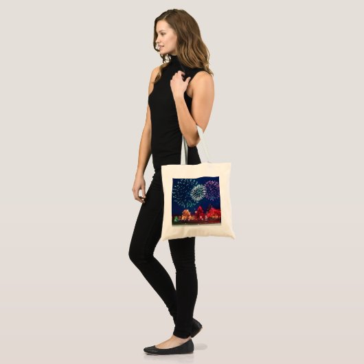 Aangepaste decoratieve kerstverlichting tote bag (Voorkant (model))