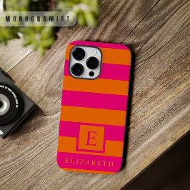 Aangepaste Deep Pink Oranje kleur Stripes Case-Mate iPhone 14 Pro Max Hoesje