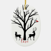 Aangepaste deer Couple in Love Our 1st Kerstmis Keramisch Ornament (Voorkant)