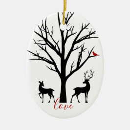 Aangepaste deer Couple in Love Our 1st Kerstmis Keramisch Ornament